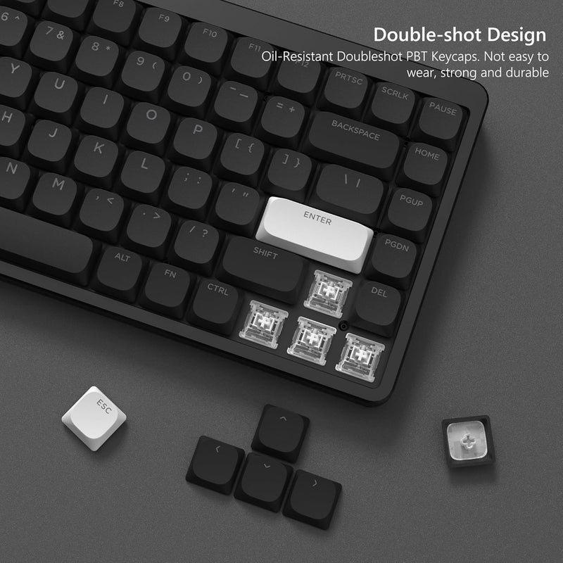 Womier Low Profile Keycaps for Mechanical Keyboard, Black Shine Through Keycaps, PBT Keyboard Key caps 60% 65% 75% 96% 100% for Cherry Gateron MX Switches, Black Backlight - Image 5